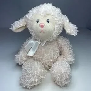 新品　2005年　Baby Gund Fluffles 子羊のぬいぐるみ　シープ Baby GUND Fluffles Lamb sheep Plush Shaggy Fuzzy Ribbon Bow